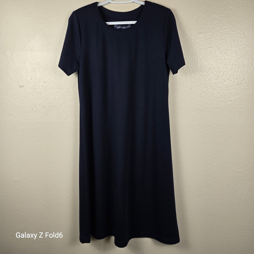 Susan Graver‎ T-Shirt Dress Womens Small Navy Blue Excellent Short Sleeve A-Line